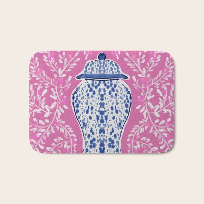 Chinoiserie Pink  Bath Mat Gallery Image 1