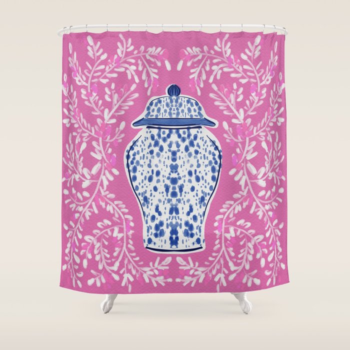 Chinoiserie Pink  Shower Curtain Gallery Image 1