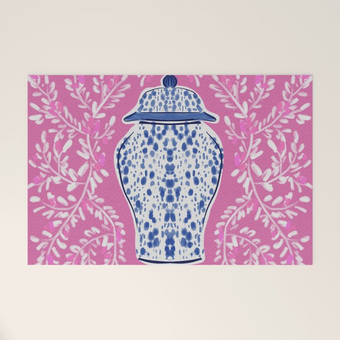Chinoiserie Pink  Welcome Mat Gallery Image 1