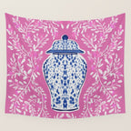 Chinoiserie Pink  Wall Tapestry Gallery Image 4