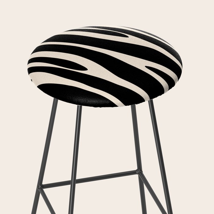 Strange Forest Minimal Modern Abstract Pattern in Black and Almond Cream Stool Gallery Image 2