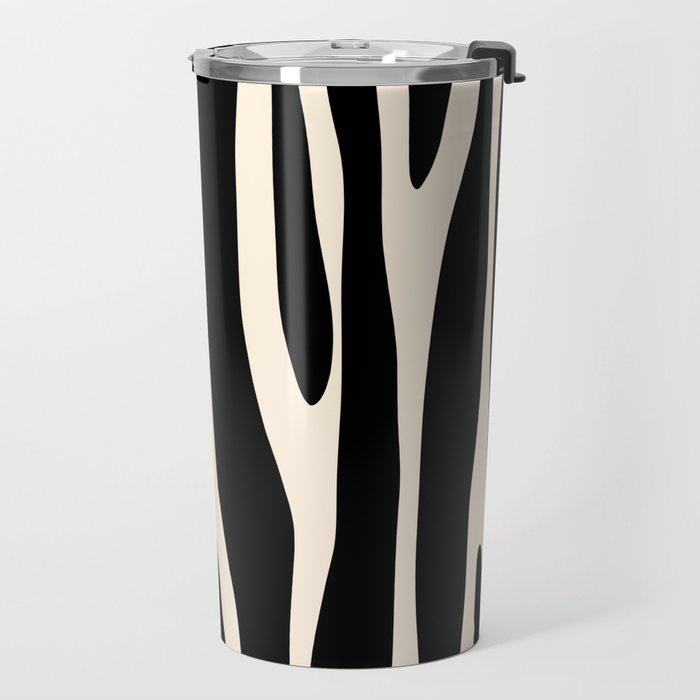 Strange Forest Minimal Modern Abstract Pattern in Black and Almond Cream Travel Mug Gallery Image 2
