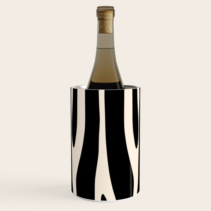 Strange Forest Minimal Modern Abstract Pattern in Black and Almond Cream Wine Chiller Gallery Image 1