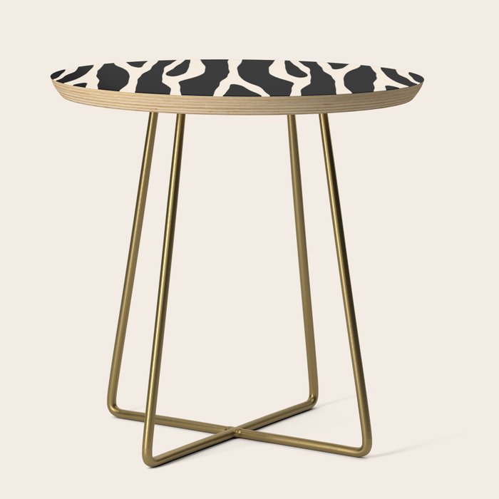 Strange Forest Minimal Modern Abstract Pattern in Black and Almond Cream Side Table Gallery Image 1