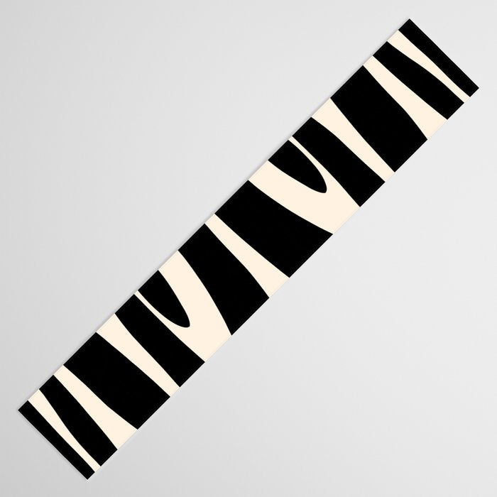 Strange Forest Minimal Modern Abstract Pattern in Black and Almond Cream Table Runner Gallery Image 3