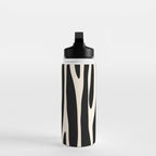 Strange Forest Minimal Modern Abstract Pattern in Black and Almond Cream Water Bottle Gallery Image 3