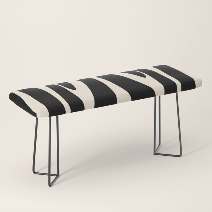 Strange Forest Minimal Modern Abstract Pattern in Black and Almond Cream Bench Gallery Image 1