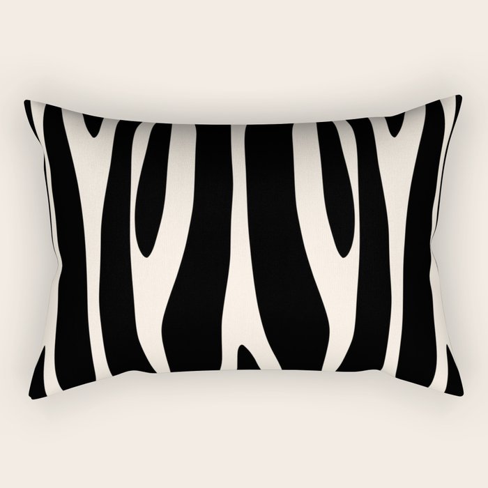Strange Forest Minimal Modern Abstract Pattern in Black and Almond Cream Rectangular Pillow Gallery Image 1