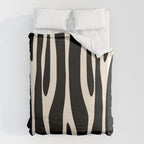 Strange Forest Minimal Modern Abstract Pattern in Black and Almond Cream Duvet Cover Gallery Image 6