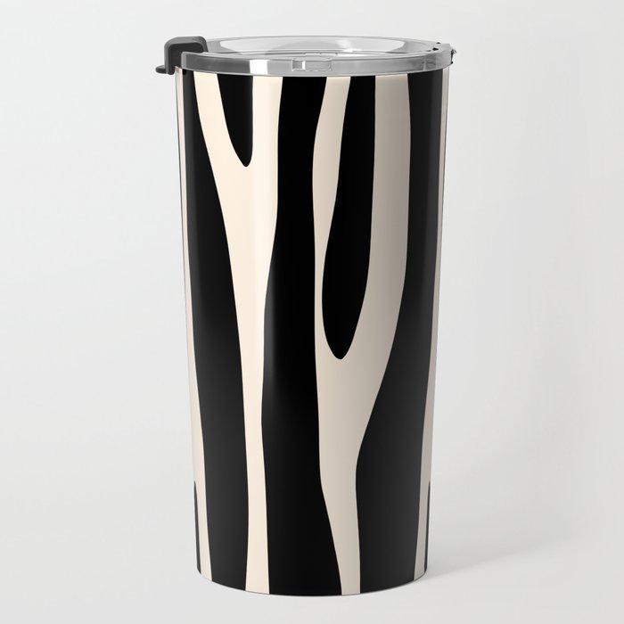Strange Forest Minimal Modern Abstract Pattern in Black and Almond Cream Travel Mug Gallery Image 3