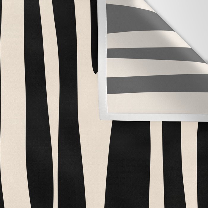 Strange Forest Minimal Modern Abstract Pattern in Black and Almond Cream Wall Tapestry Gallery Image 3
