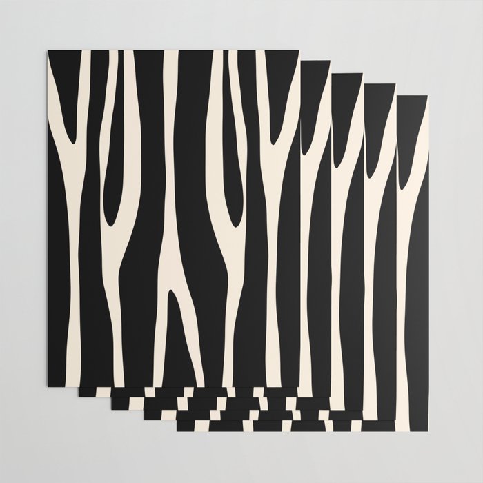 Strange Forest Minimal Modern Abstract Pattern in Black and Almond Cream Wrapping Paper Gallery Image 3