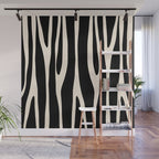 Strange Forest Minimal Modern Abstract Pattern in Black and Almond Cream Wall Mural Gallery Image 1
