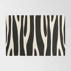 Strange Forest Minimal Modern Abstract Pattern in Black and Almond Cream Rug Gallery Image 2