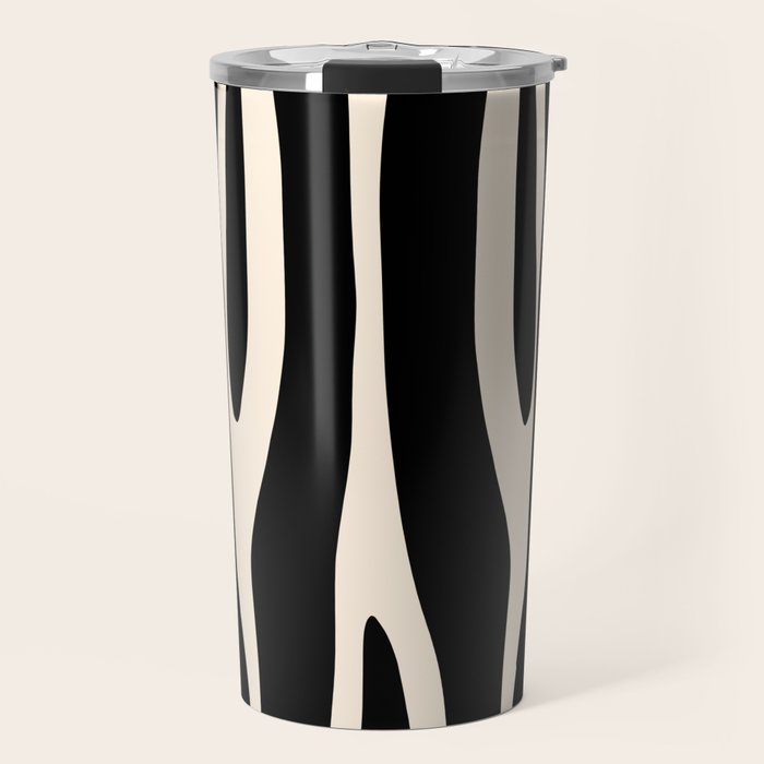 Strange Forest Minimal Modern Abstract Pattern in Black and Almond Cream Travel Mug Gallery Image 1