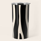 Strange Forest Minimal Modern Abstract Pattern in Black and Almond Cream Travel Mug Gallery Image 1