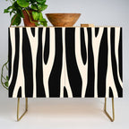 Strange Forest Minimal Modern Abstract Pattern in Black and Almond Cream Credenza Gallery Image 1