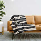 Strange Forest Minimal Modern Abstract Pattern in Black and Almond Cream Throw Blanket Gallery Image 1