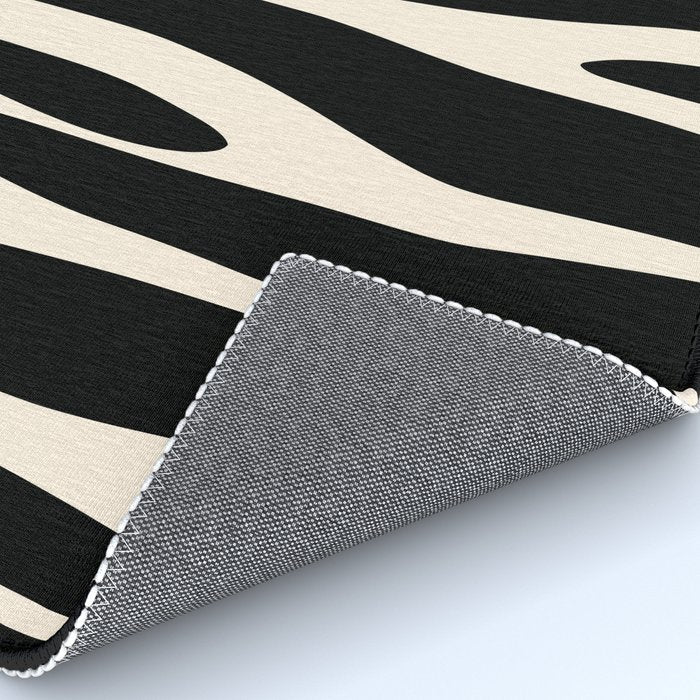 Strange Forest Minimal Modern Abstract Pattern in Black and Almond Cream Rug Gallery Image 4