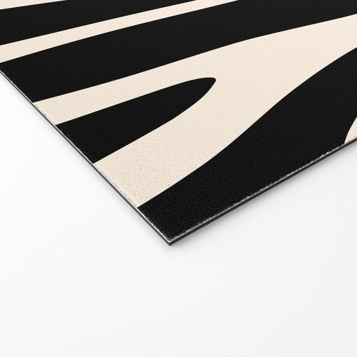 Strange Forest Minimal Modern Abstract Pattern in Black and Almond Cream Welcome Mat Gallery Image 2