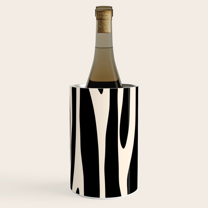 Strange Forest Minimal Modern Abstract Pattern in Black and Almond Cream Wine Chiller Gallery Image 2