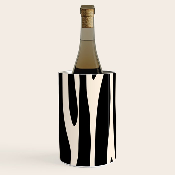 Strange Forest Minimal Modern Abstract Pattern in Black and Almond Cream Wine Chiller Gallery Image 3