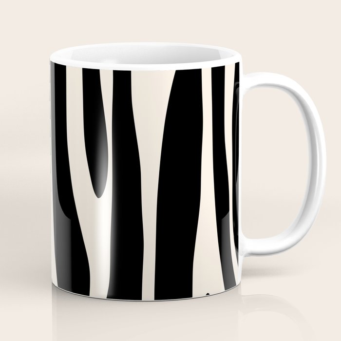 Strange Forest Minimal Modern Abstract Pattern in Black and Almond Cream Coffee Mug Gallery Image 1