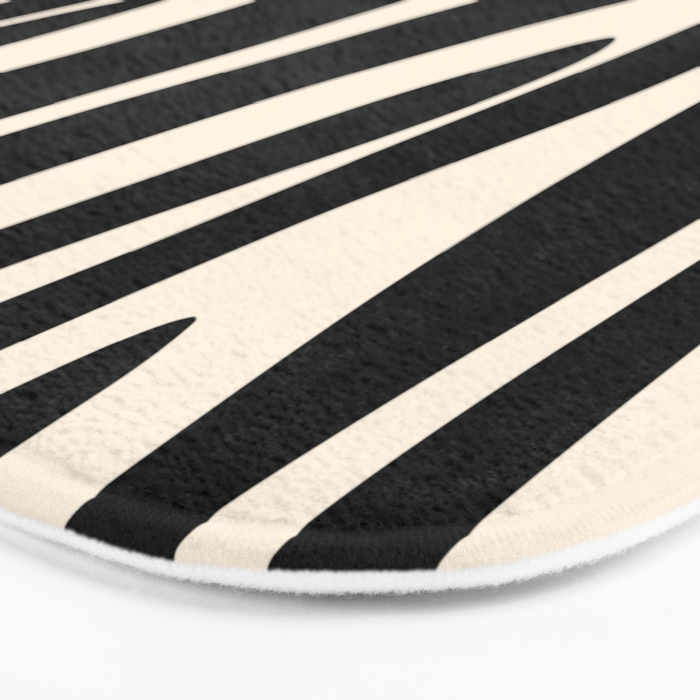 Strange Forest Minimal Modern Abstract Pattern in Black and Almond Cream Bath Mat Gallery Image 3