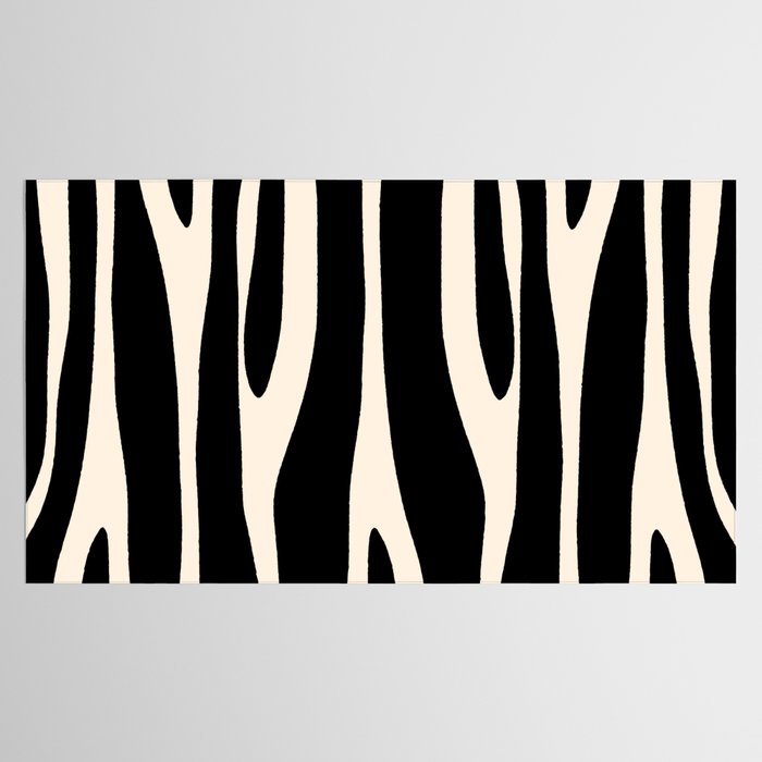 Strange Forest Minimal Modern Abstract Pattern in Black and Almond Cream Tablecloth Gallery Image 2