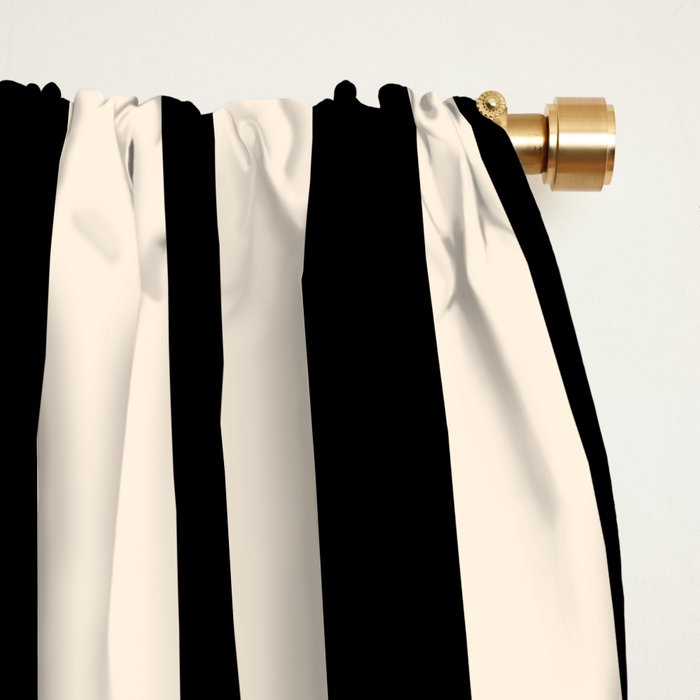 Strange Forest Minimal Modern Abstract Pattern in Black and Almond Cream Window Curtain Gallery Image 2