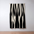 Strange Forest Minimal Modern Abstract Pattern in Black and Almond Cream Window Curtain Gallery Image 3