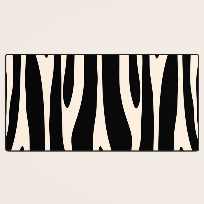 Strange Forest Minimal Modern Abstract Pattern in Black and Almond Cream Desk Mat Gallery Image 3