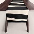 Strange Forest Minimal Modern Abstract Pattern in Black and Almond Cream Table Runner Gallery Image 1