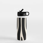 Strange Forest Minimal Modern Abstract Pattern in Black and Almond Cream Water Bottle Gallery Image 1