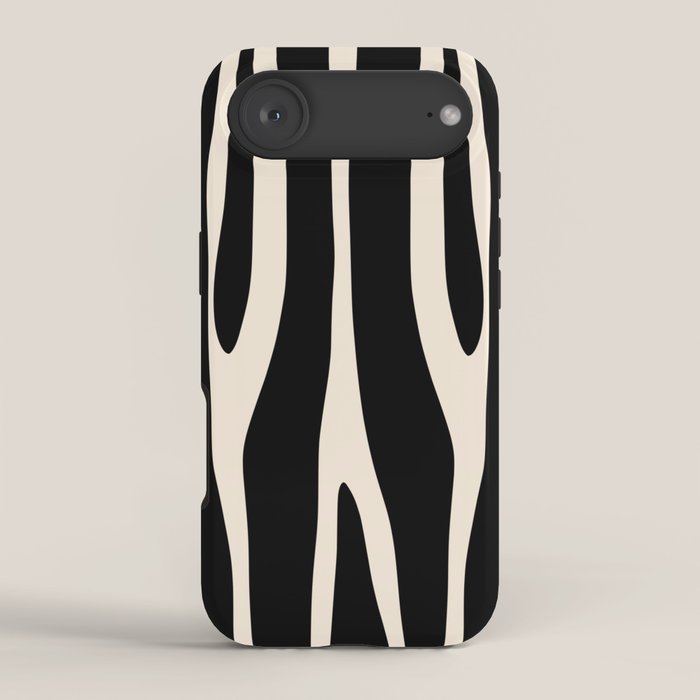Strange Forest Minimal Modern Abstract Pattern in Black and Almond Cream iPhone Case Gallery Image 2