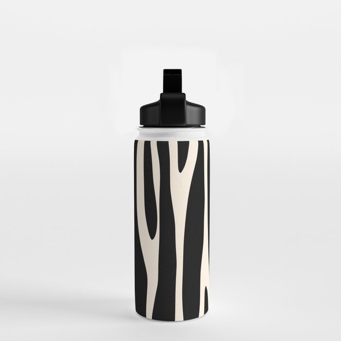 Strange Forest Minimal Modern Abstract Pattern in Black and Almond Cream Water Bottle Gallery Image 2