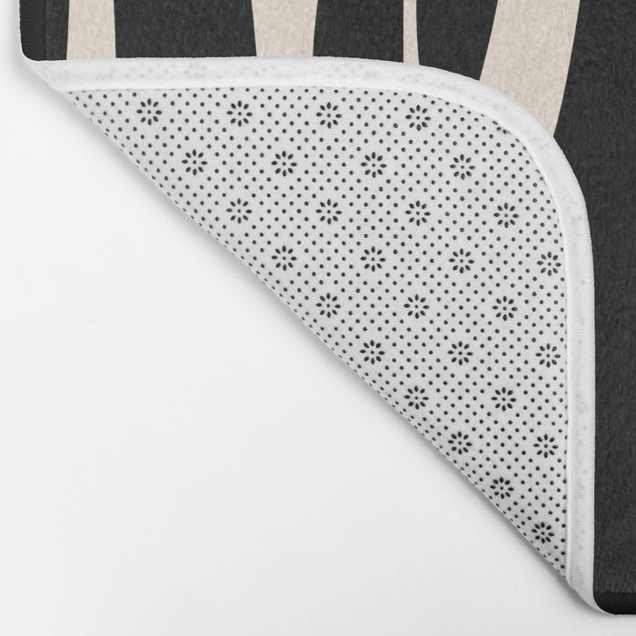 Strange Forest Minimal Modern Abstract Pattern in Black and Almond Cream Bath Mat Gallery Image 2