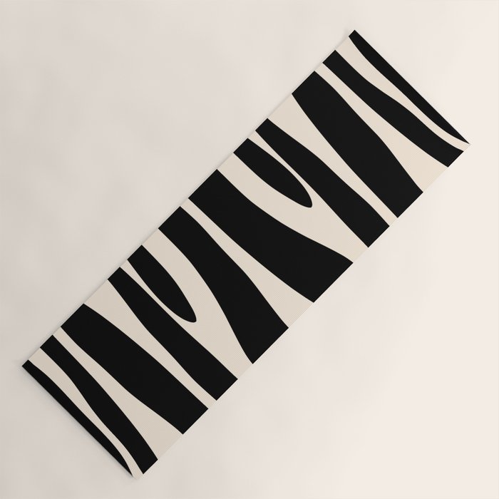 Strange Forest Minimal Modern Abstract Pattern in Black and Almond Cream Yoga Mat Gallery Image 1