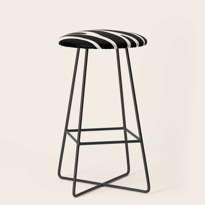 Strange Forest Minimal Modern Abstract Pattern in Black and Almond Cream Stool Gallery Image 1