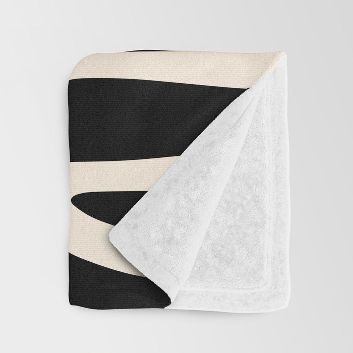 Strange Forest Minimal Modern Abstract Pattern in Black and Almond Cream Throw Blanket Gallery Image 3