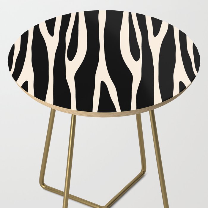 Strange Forest Minimal Modern Abstract Pattern in Black and Almond Cream Side Table Gallery Image 2