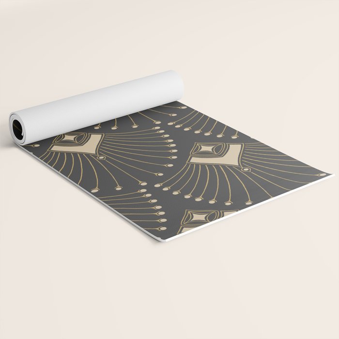 Gatsby Art Deco Gold Palm On Dark Background Yoga Mat Gallery Image 2
