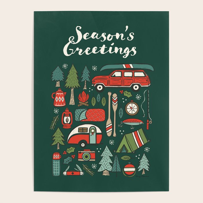 Seasons Greetings - Camping Christmas Poster Gallery Image 4