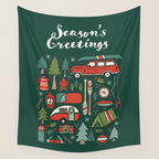 Seasons Greetings - Camping Christmas Wall Tapestry Gallery Image 4