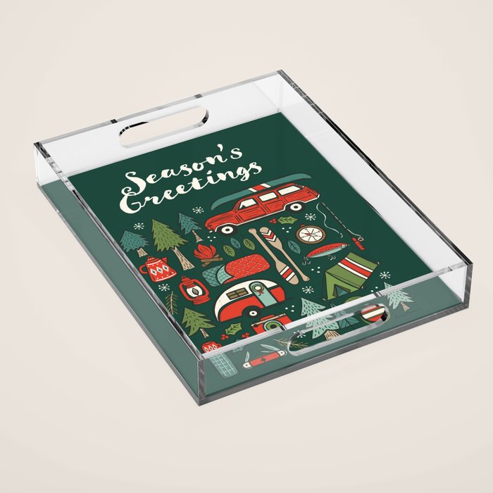 Seasons Greetings - Camping Christmas Acrylic Tray Gallery Image 1