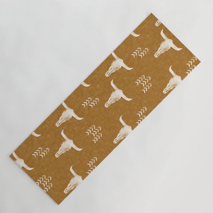 desert skulls - southwest cow skull - gold Yoga Mat Gallery Image 1