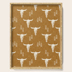 desert skulls - southwest cow skull - gold Serving Tray Gallery Image 1