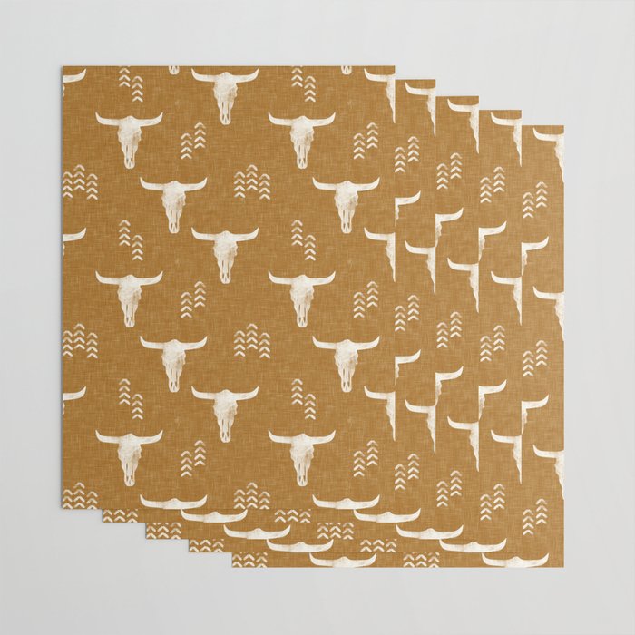 desert skulls - southwest cow skull - gold Wrapping Paper Gallery Image 3