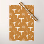 desert skulls - southwest cow skull - gold Wrapping Paper Gallery Image 1