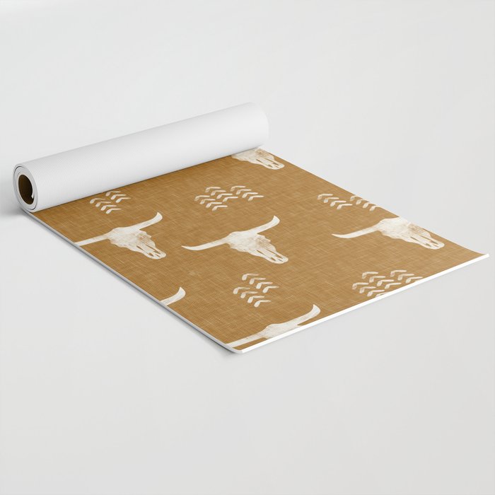 desert skulls - southwest cow skull - gold Yoga Mat Gallery Image 2